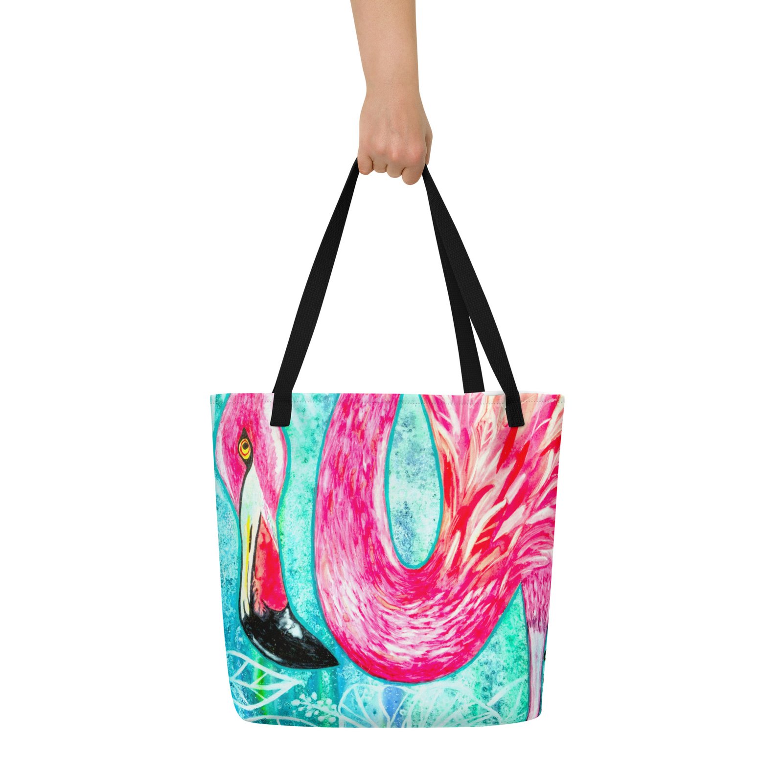 Funky Flamingo All-Over Print Tote Bag Large - Image 3