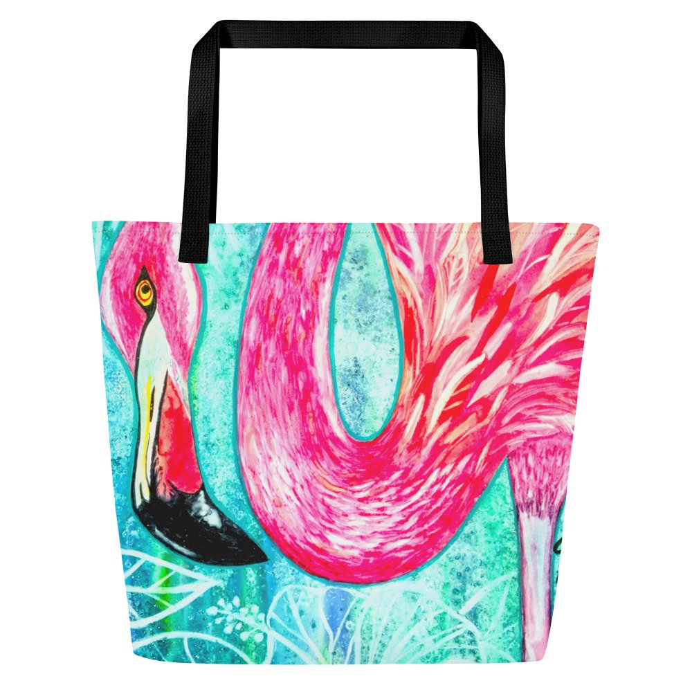 Funky Flamingo All-Over Print Tote Bag Large - Image 7