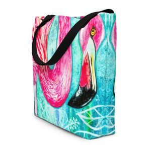 Funky Flamingo All-Over Print Tote Bag Large