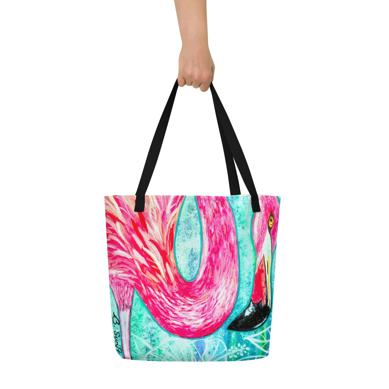 Funky Flamingo All-Over Print Tote Bag Large - Image 4