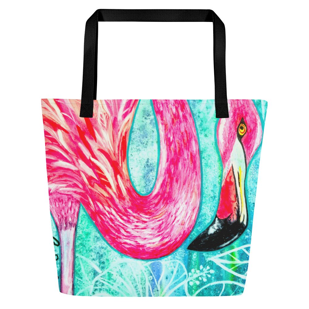 Funky Flamingo All-Over Print Tote Bag Large - Image 8